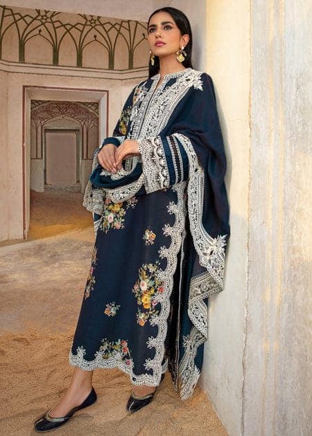 Crimson Blue Embroidery Lawn Chikankari Dress 3pc