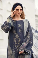 Maria B Blue Gray Pure Lawn New Arrival Print Embroidery Dress 3pc