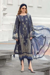 Maria B Blue Gray Pure Lawn New Arrival Print Embroidery Dress 3pc