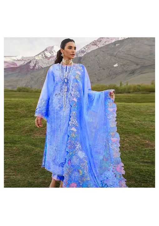 Crimson Sky Blue Chikankari Lawn Embroidery Collection