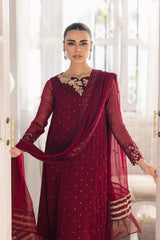 Azure Red Formal Collection Embroidery Hand Work Chiffon