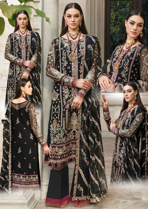 Gulaal Black Wedding Collection Soft Net Hand Work 3pc