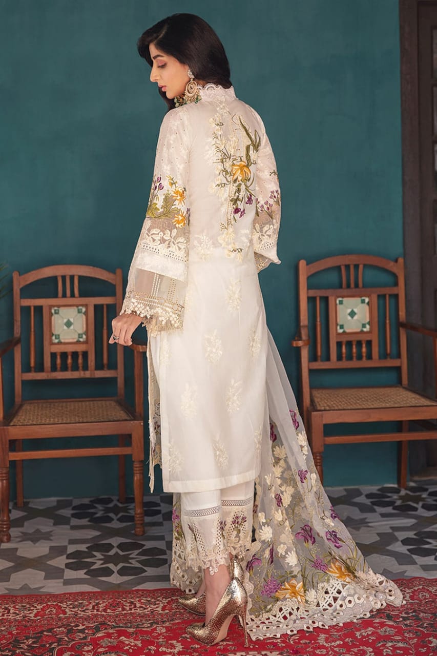 Elaf Cream Luxury Dress Embroidery Chikankari 3pc