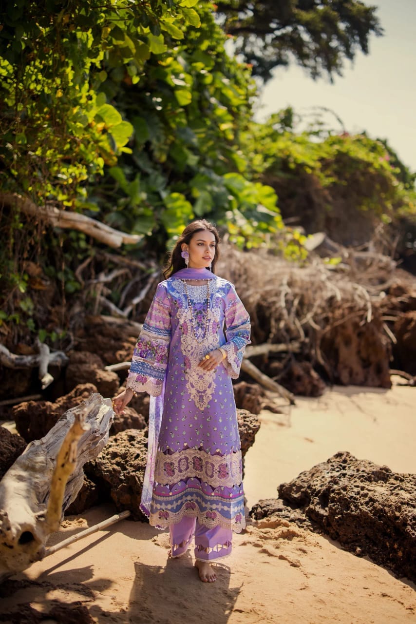 Elaf Purple Pure Lawn New Arrival Print Embroidery Dress