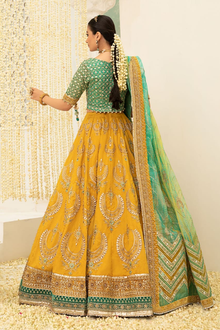 Maria B Lemon Green Wedding Collection Maxi Hand Work