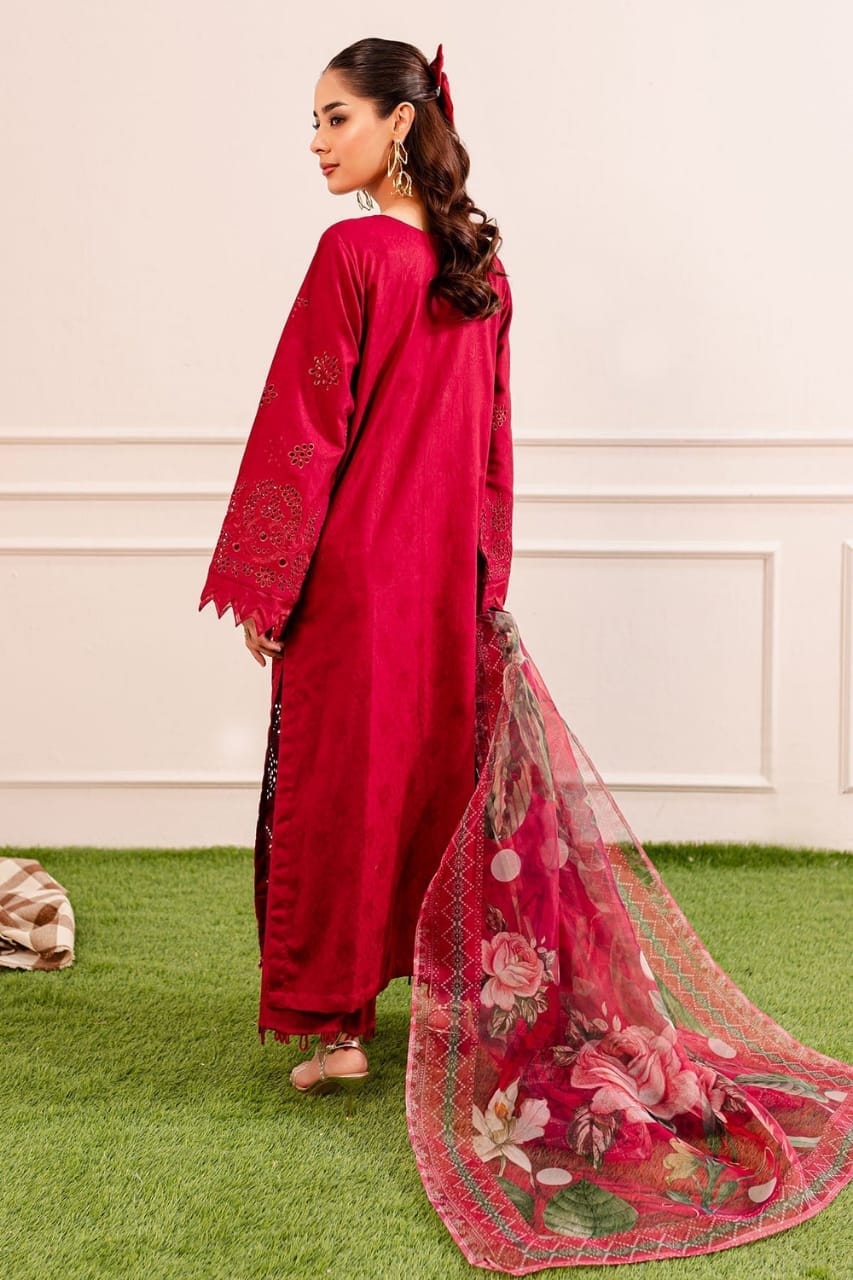 Nureh Red Chikankari Lawn Embroidery Collection