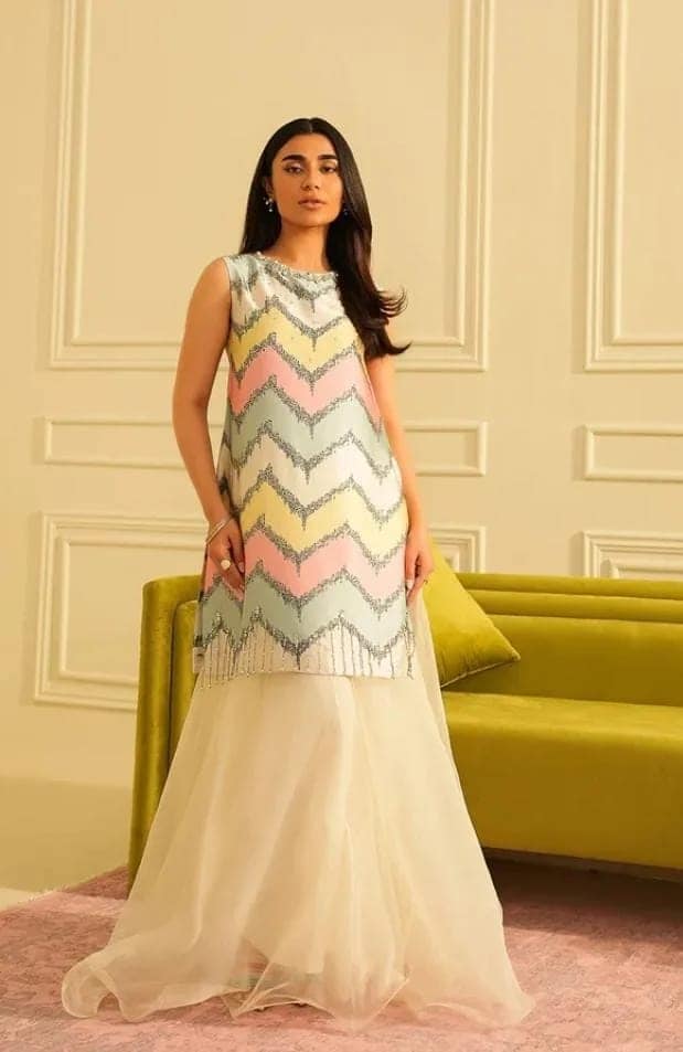 Lulusar Multi Silk Embroidery Dress Hand Work 3pc