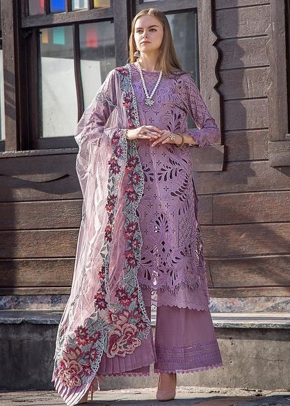 Adan Libas Purple Chikankari Lawn Embroidery Collection