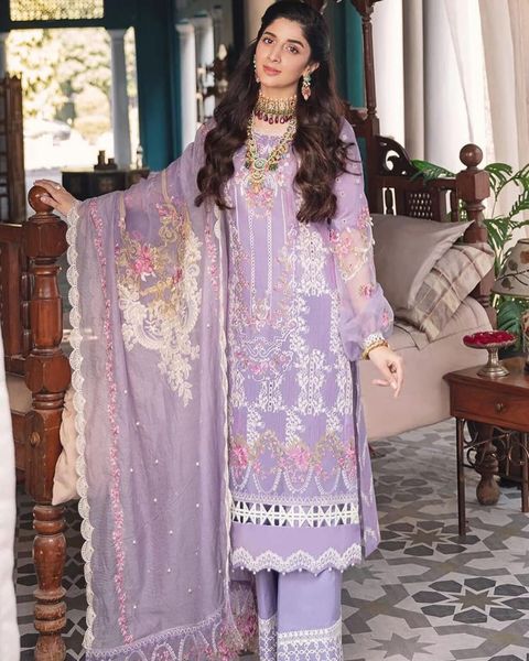 Elaf Lilac Chikankari Embroidery Pure Lawn 3pc