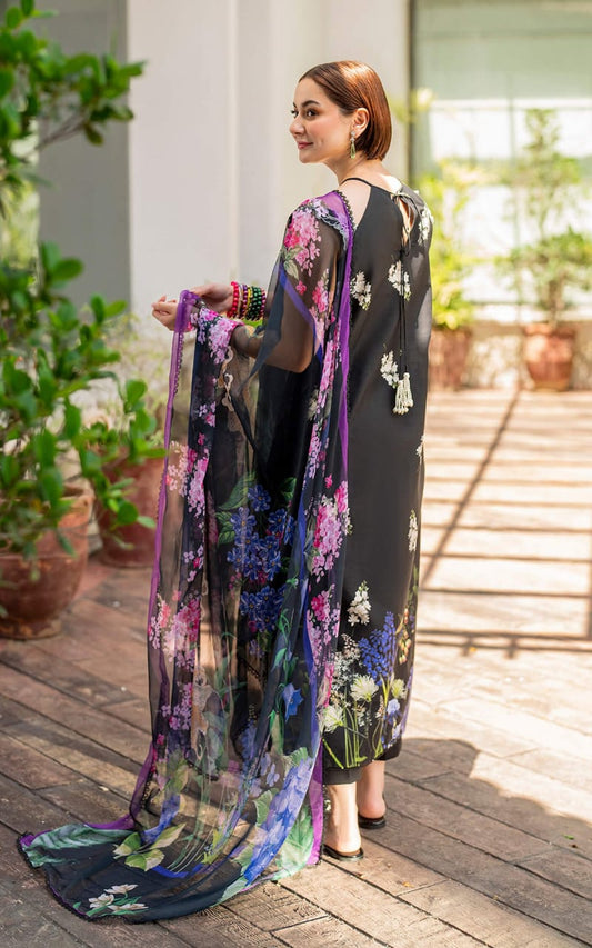 Asifa Nabeel Black pure Lawn Embroidery Summer Collection 3pc