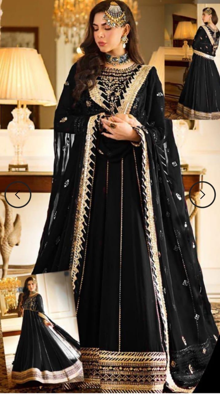 Asim Jofa Black Wedding Collection Chiffon Maxi