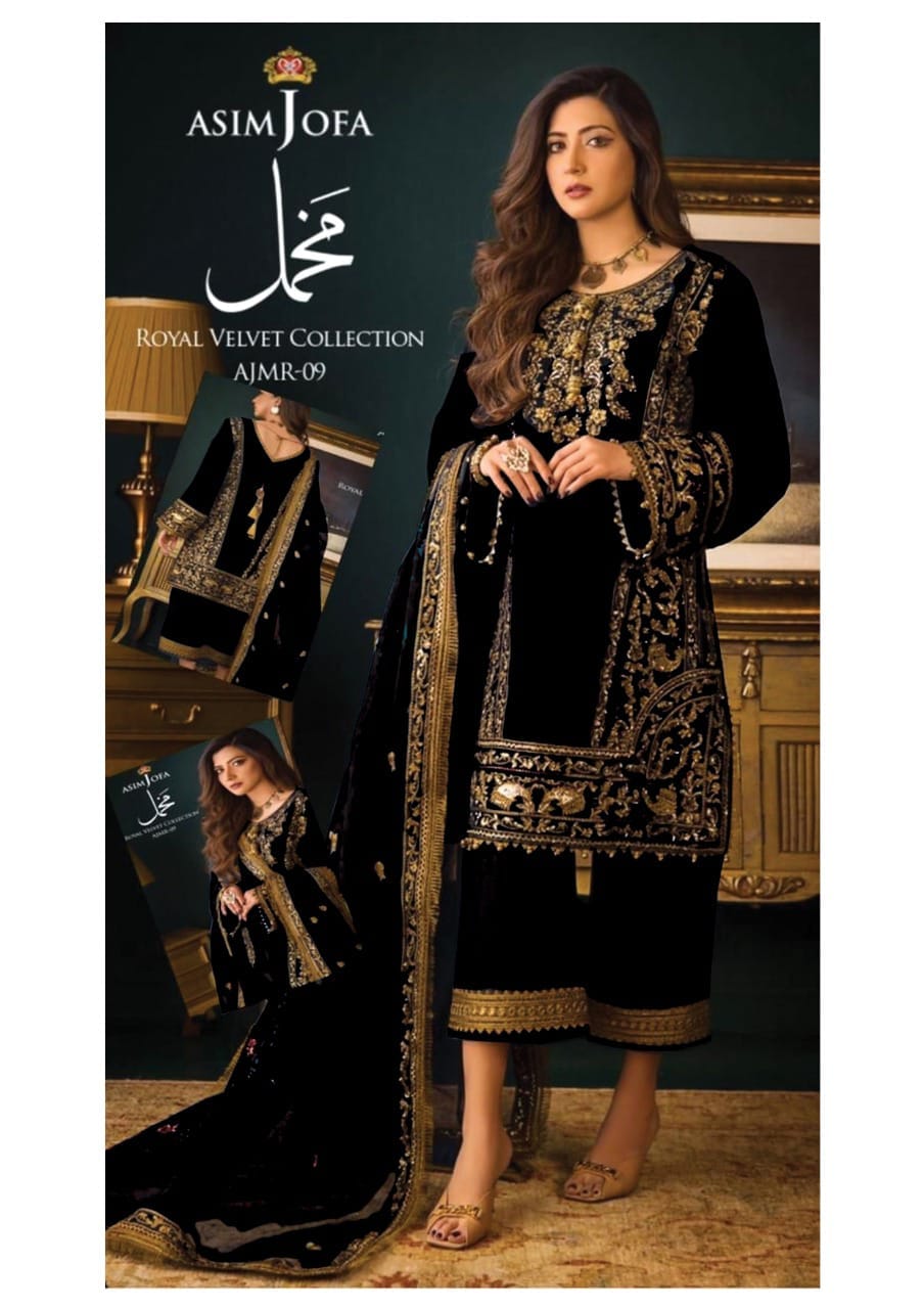 Asim Jofa Black Formal Collection Organza Dress 3pc