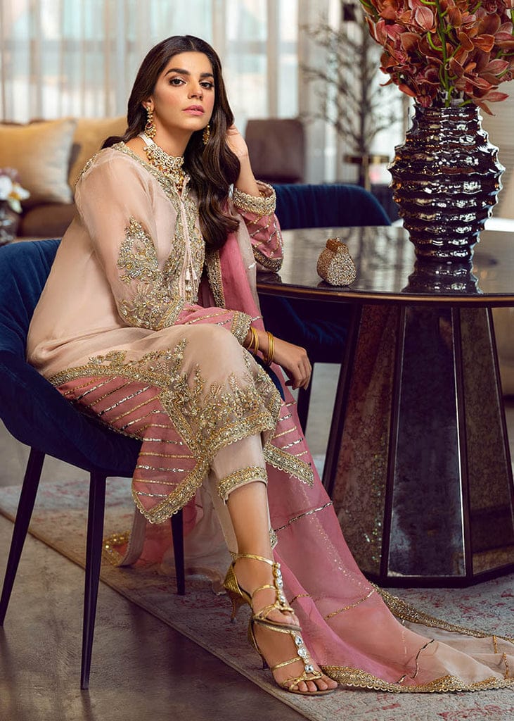 Serene Pink Party Wear Organza Dress 3pc Embroidrey Unstitched