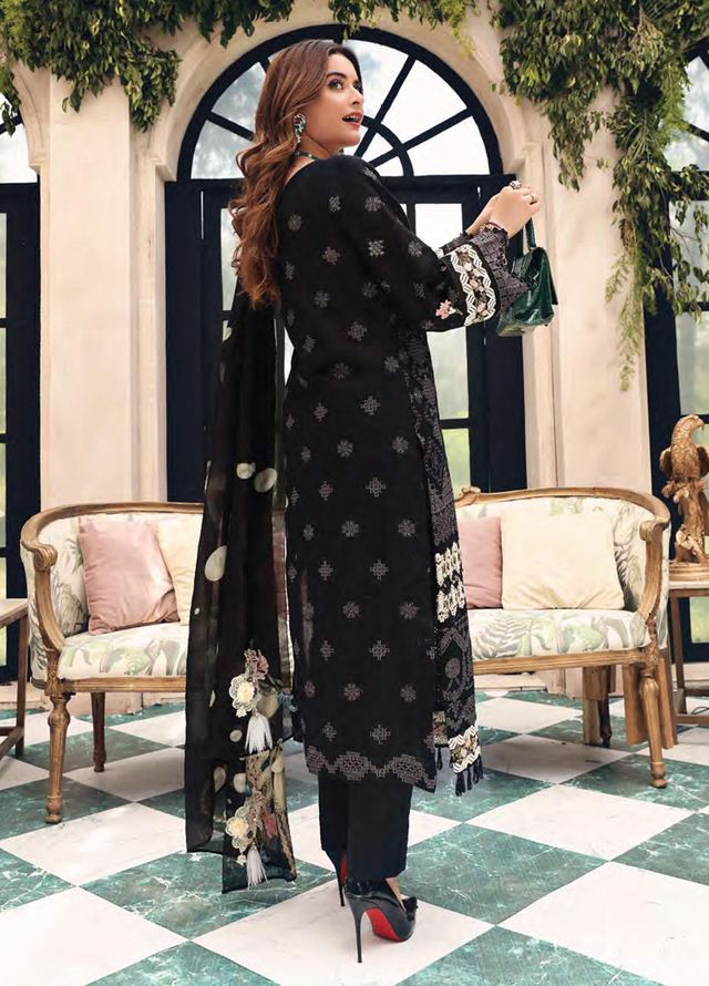 Adan Libas Black Embroidery Dress Lawn Chikankari 3pc
