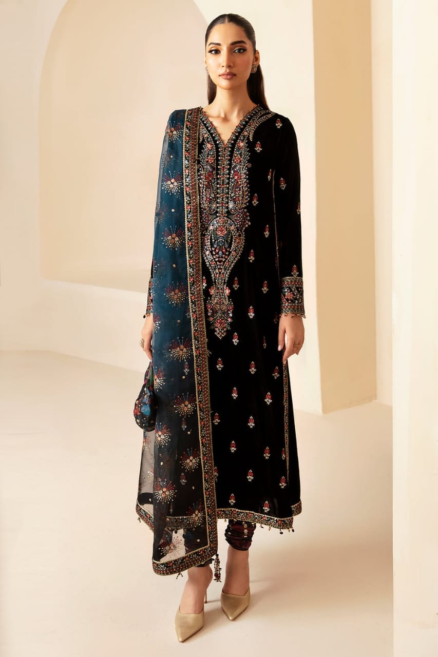 Jazmin Black 9000 Micro Velvet Multi Thread Work Formal Collection