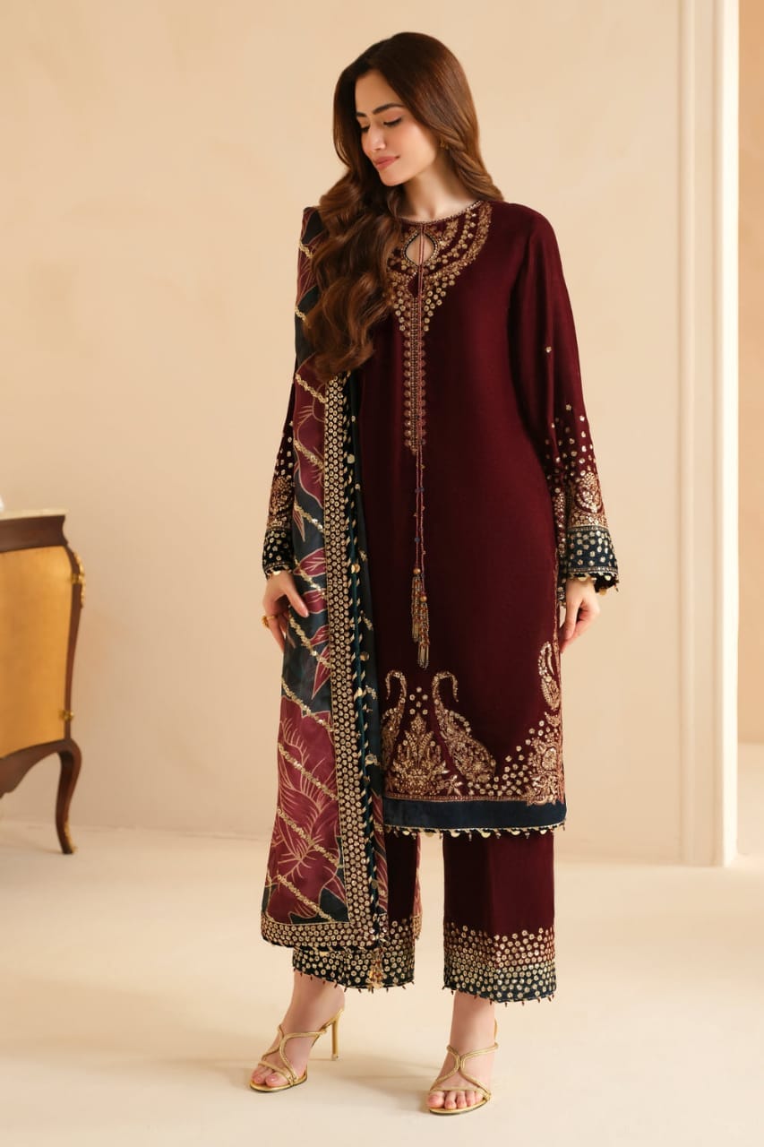 Jazmin Maroon 9000 Micro Velvet Multi Thread Work Formal Collection