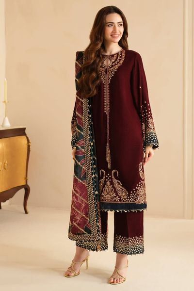 Jazmin Maroon 9000 Micro Velvet Multi Thread Work Formal Collection