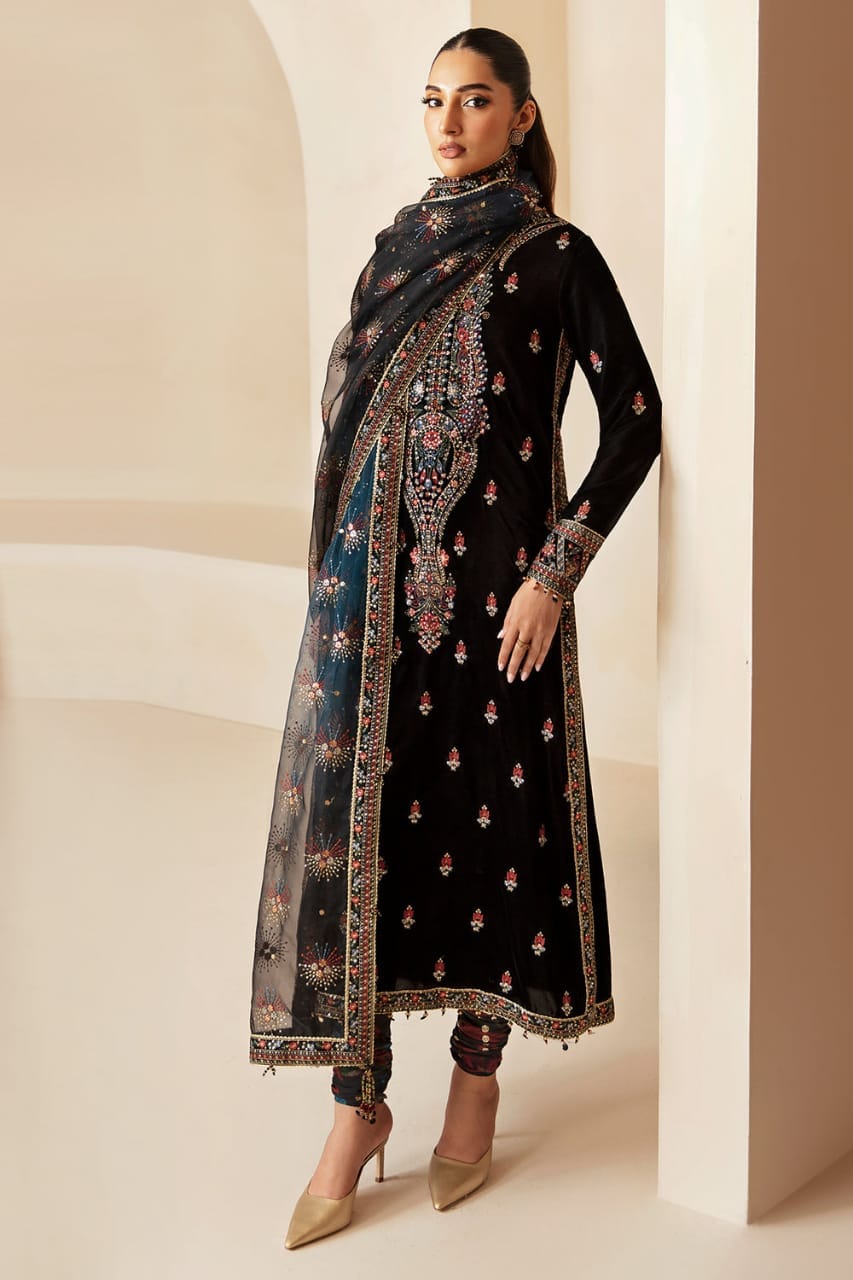 Jazmin Black 9000 Micro Velvet Multi Thread Work Formal Collection