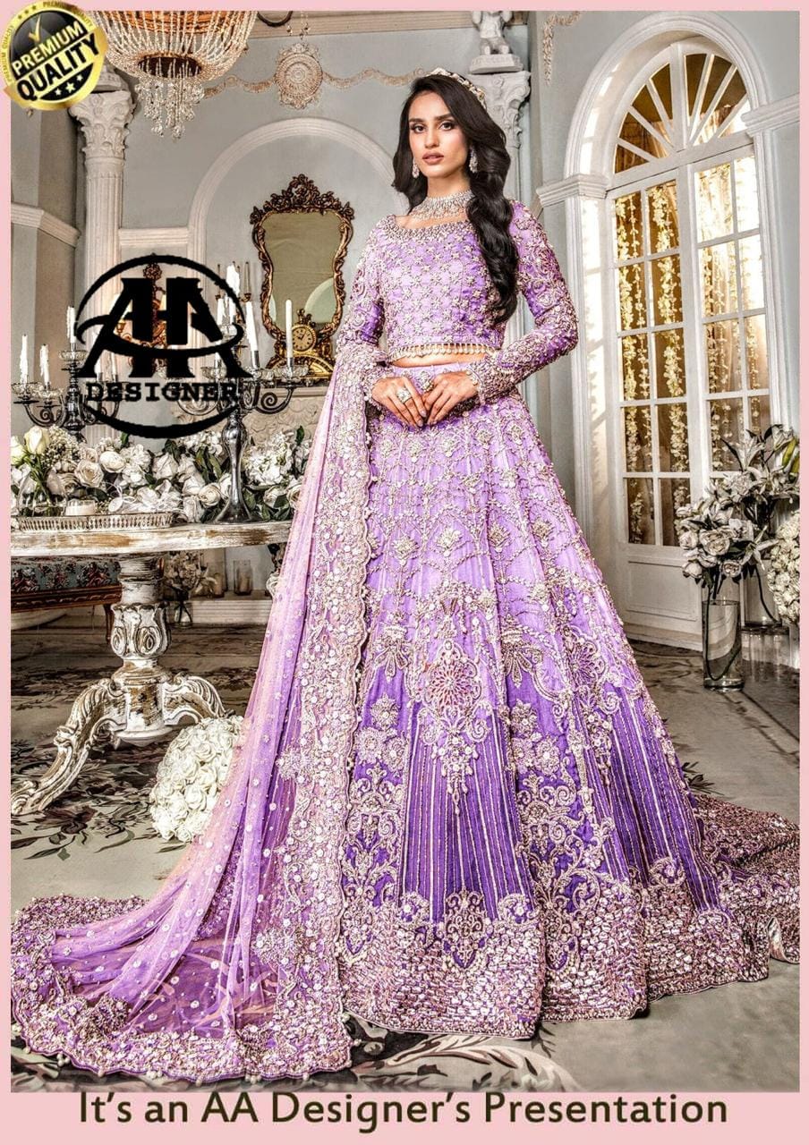 Maria B Purple Wedding Collection Soft Net Maxi Bridal