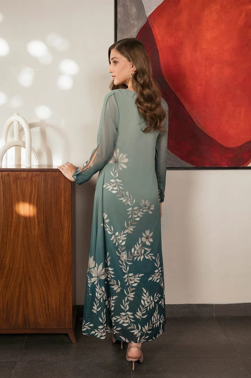 Lulusar Silk Digital Print Green Hand Work Dress Party Wear Collection GoodLuck Collections Lulusar Silk Digital Print Green Hand Work Dress Party Wear Collection GoodLuck Collections