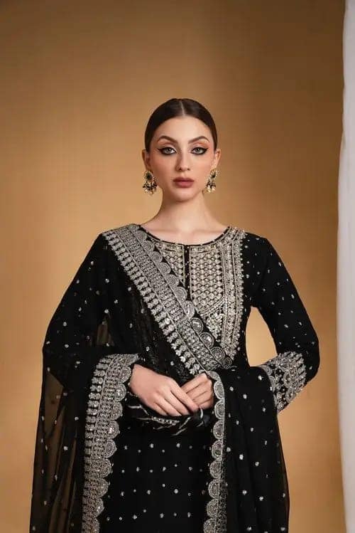 Asim Jofa Black & Silver Chiffon Formal Collection