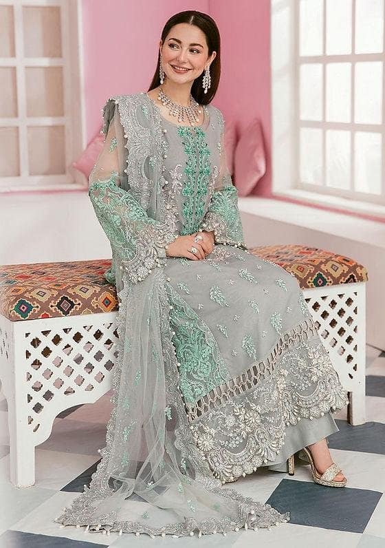 Elaf Light Green Formal Collection Organza Dress 3pc Unstitched