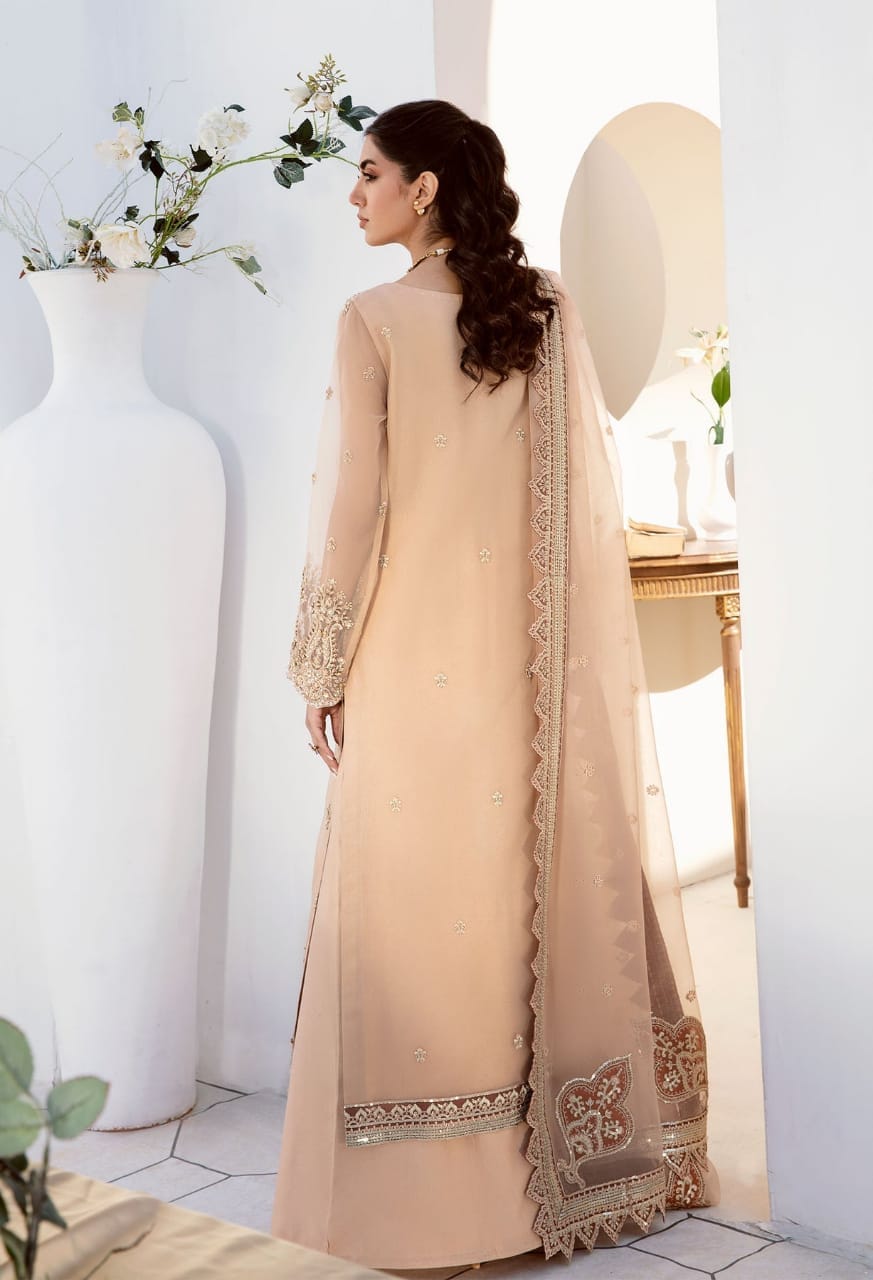 Akbar Aslam Skin Formal Collection Organza Dress Hand Work