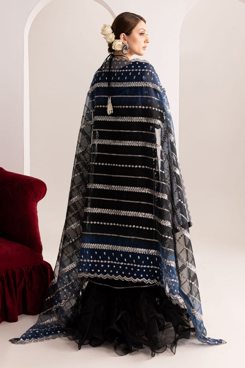 Nureh Black Chiffon Embroidery Formal Collection 3pc