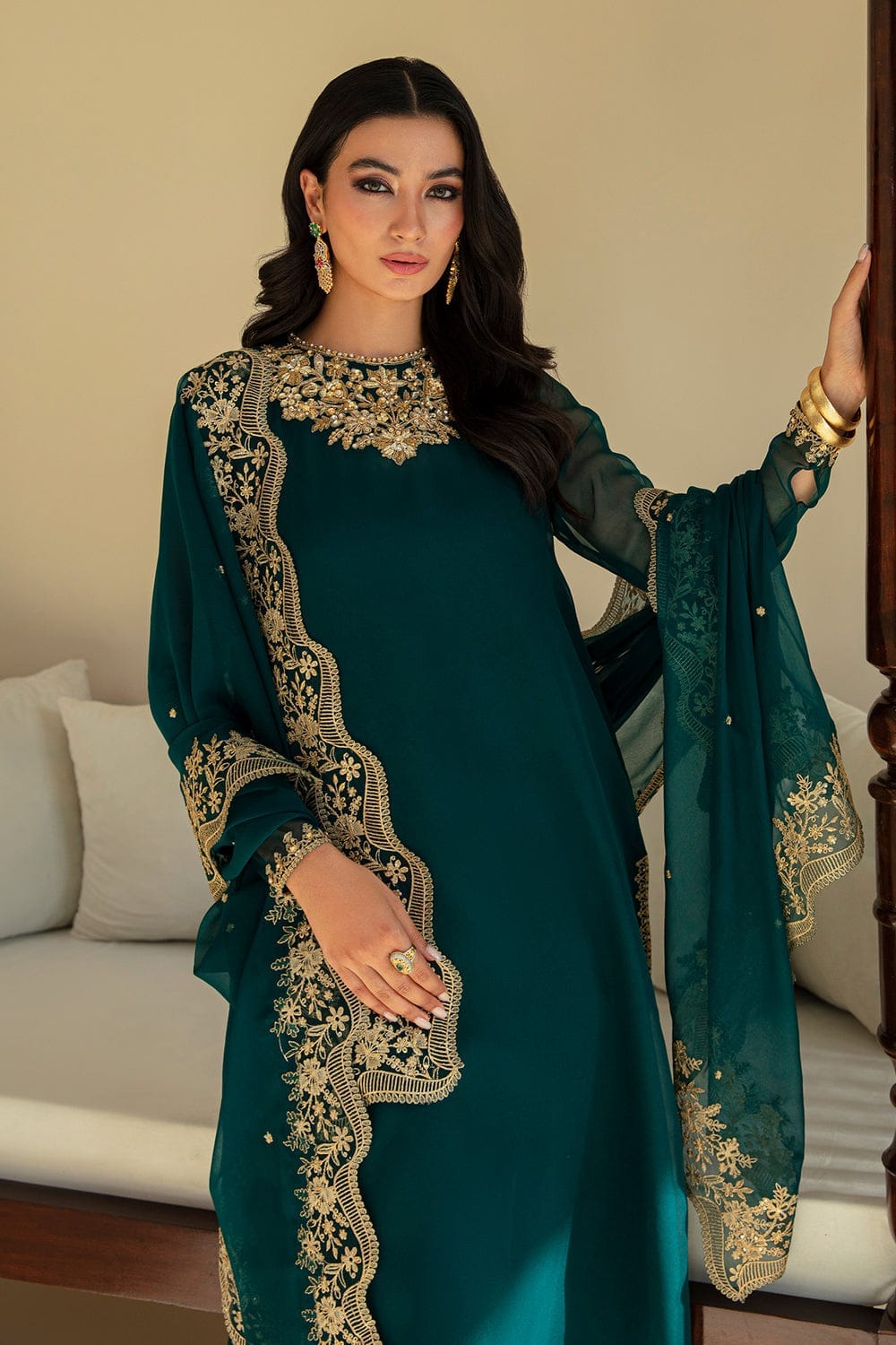 Baroque Green Formal Collection Chiffon Dress 3pc GoodLuck Collections Baroque Green Formal Collection Chiffon Dress 3pc GoodLuck Collections