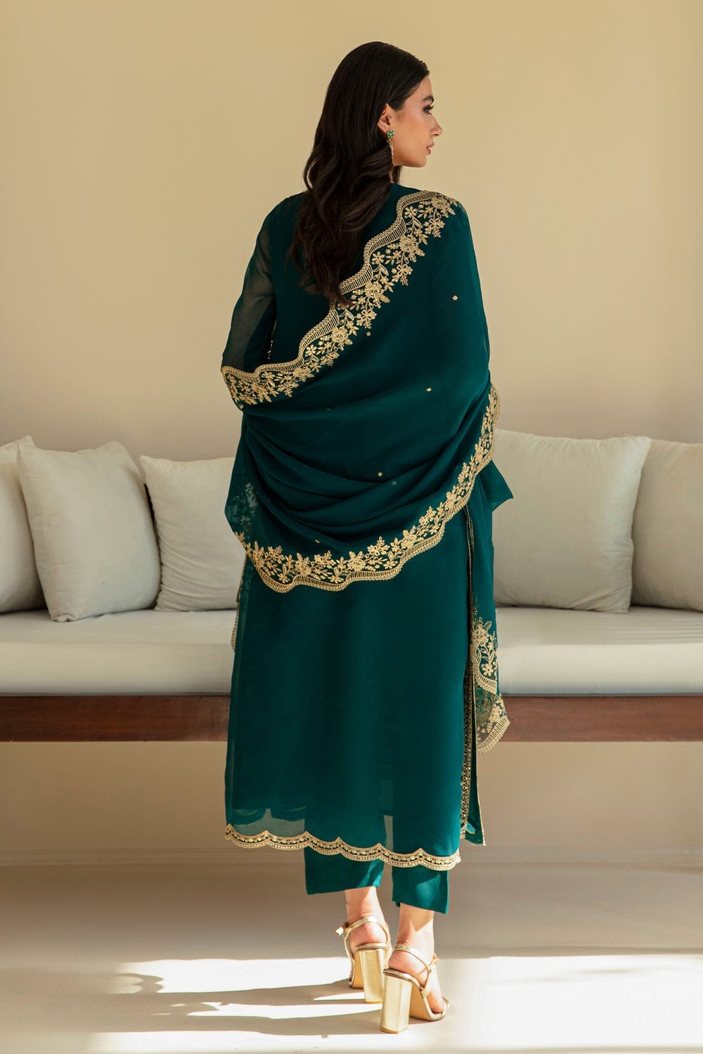 Baroque Green Formal Collection Chiffon Dress 3pc GoodLuck Collections Baroque Green Formal Collection Chiffon Dress 3pc GoodLuck Collections