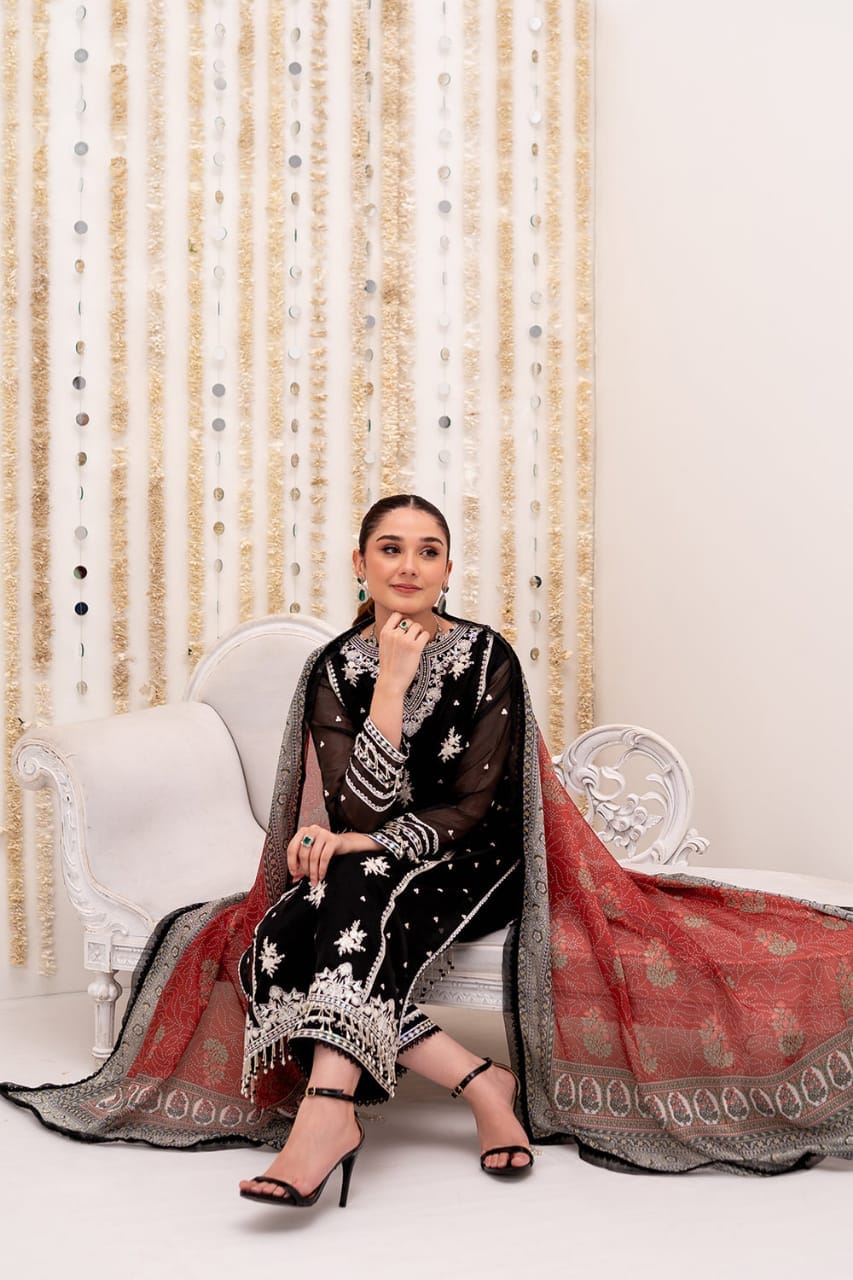 So Kamal Chiffon Black New Arrival Formal Collection 3pc