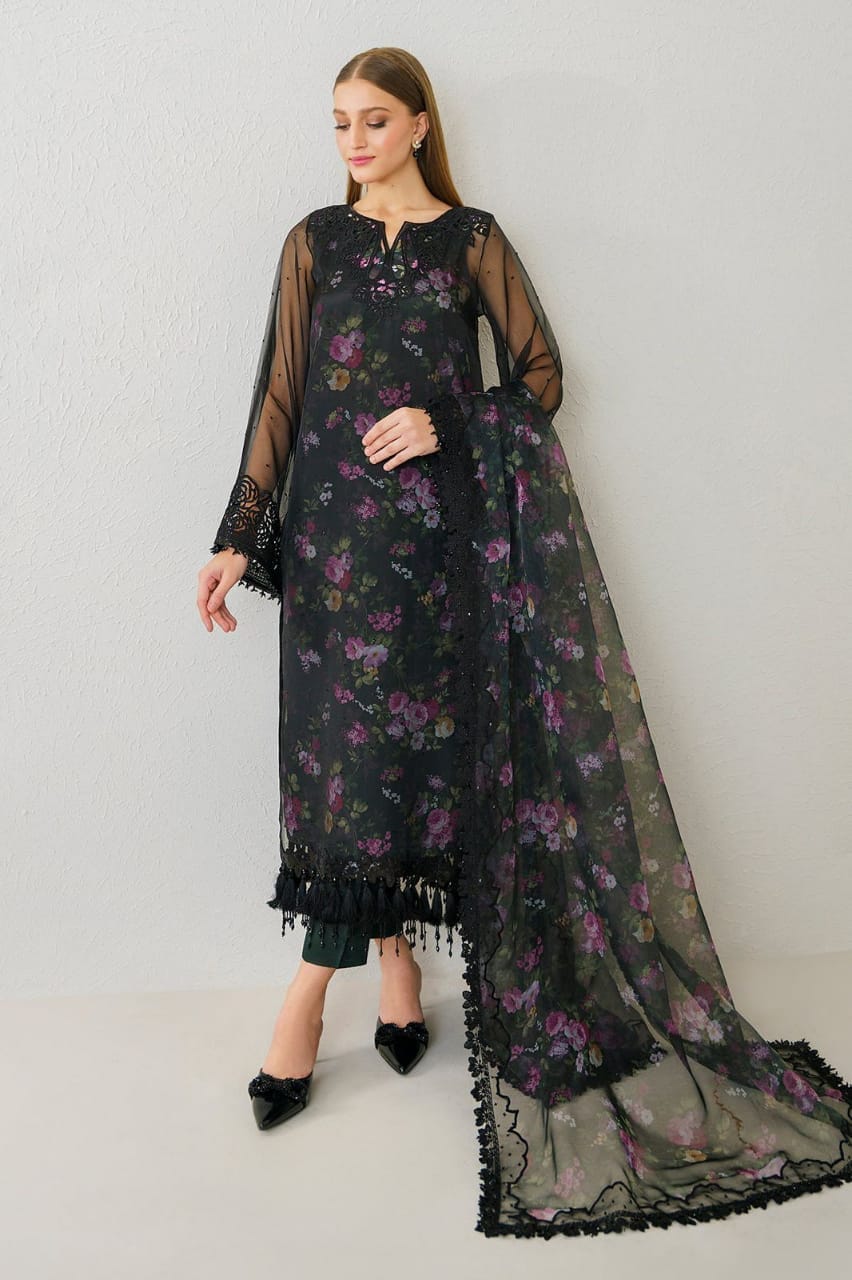 Baroque Black Organza Dress Formal Collection 3pc