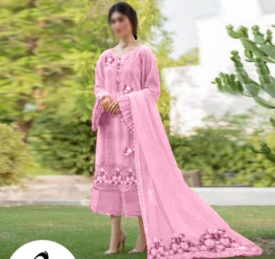 zarqash Cotton Lawn Embroidery dress chikankari Pink