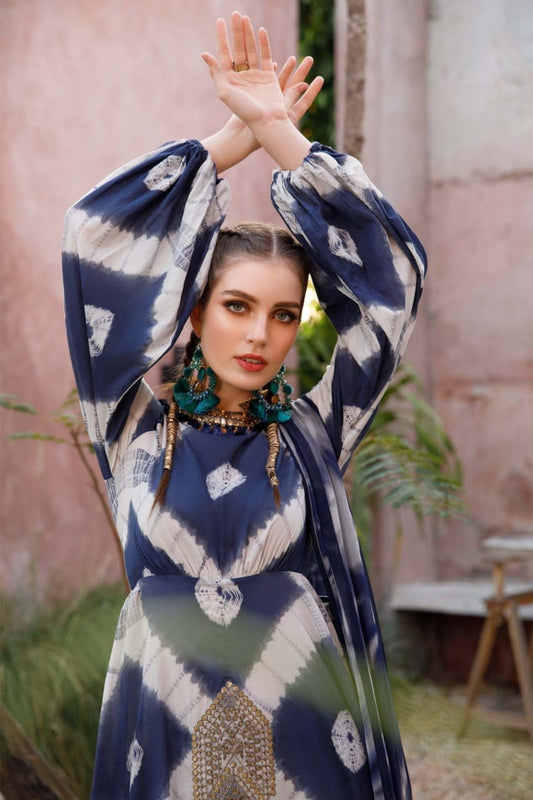 Maria B Swiss Lawn Blue New Arrival Full Suit Print Silk Duptta