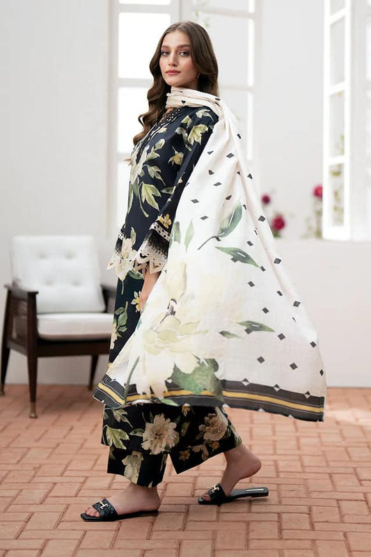 Baroque Swiss Lawn Black Embroidery New Arrival Full Suit Print Silk Duptta