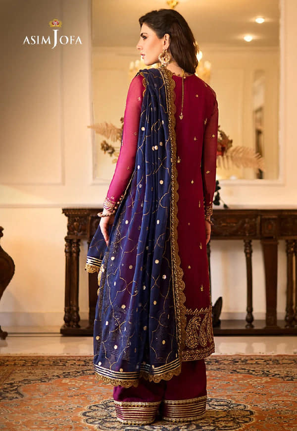 Asim Jofa Pink Chiffon Formal Collection Embroidery Dress 3pc