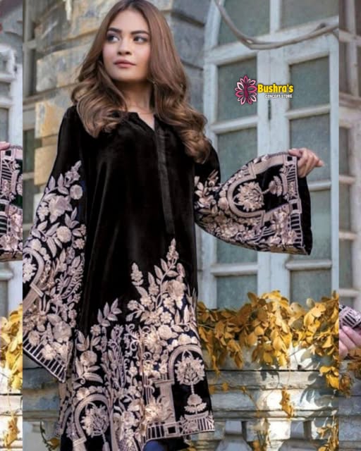 Agha Noor Black Organza Embroidery Dress 3pc