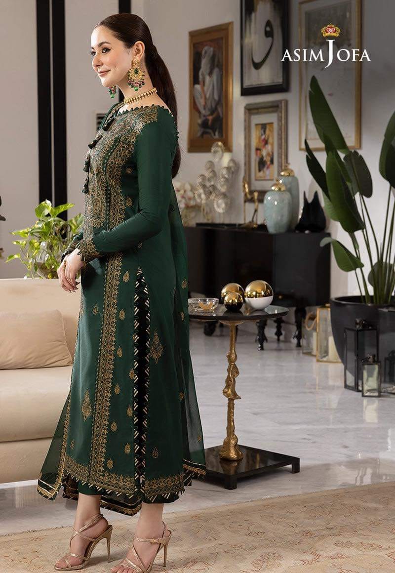 asim jofa green dress Asim Jofa Green & Pink Chiffon Formal Collection Dress 3pc GoodLuck Collections