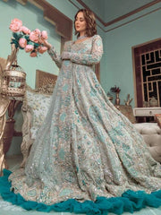 Zaha Sky Blue Wedding Collection Soft Net Maxi