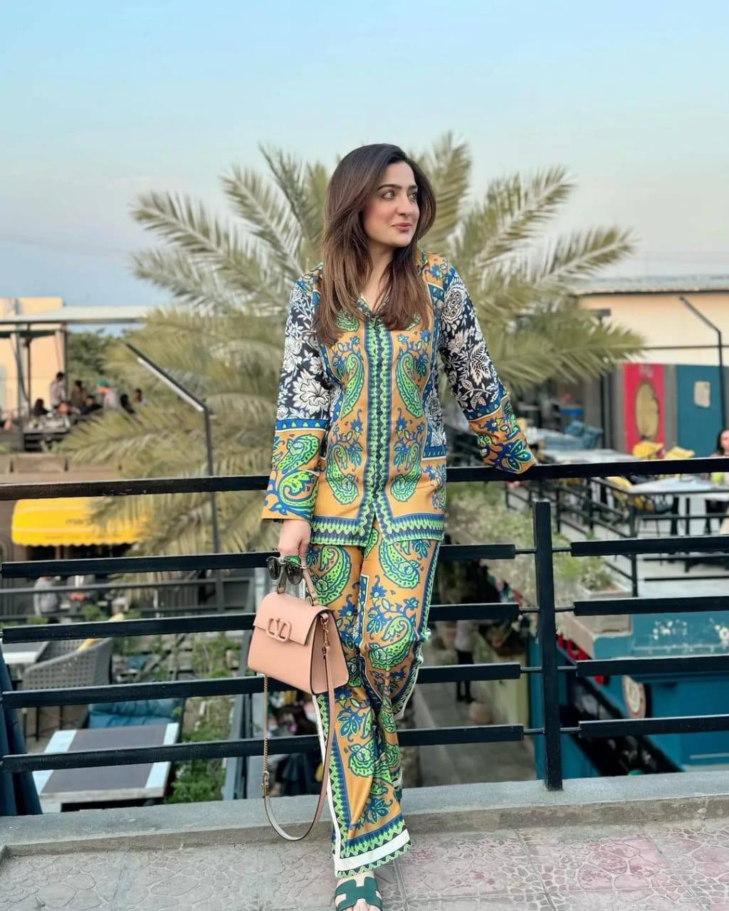 Lulusar Silk Digital Printed Mustard Floral 3PC Unstitched Dress