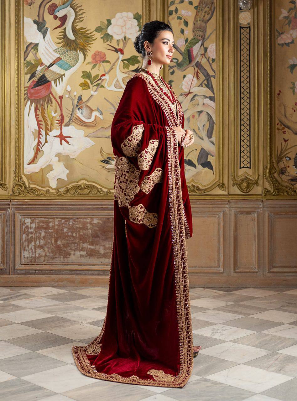 Zainab Chottani Mehsori Fabric Velvet Shawls Wedding Collection Unstitched