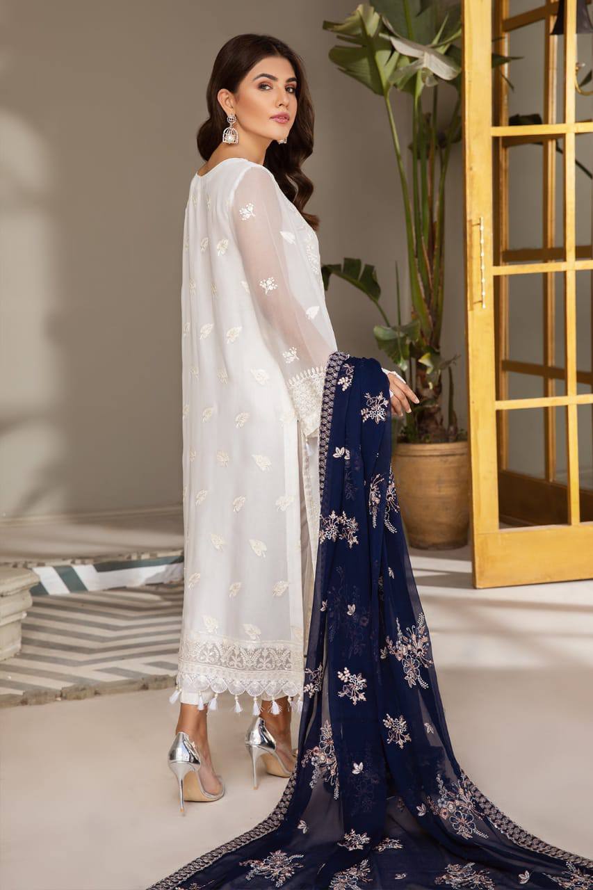 Alizeh White Chiffon Hand Work Formal Collection Unstitched