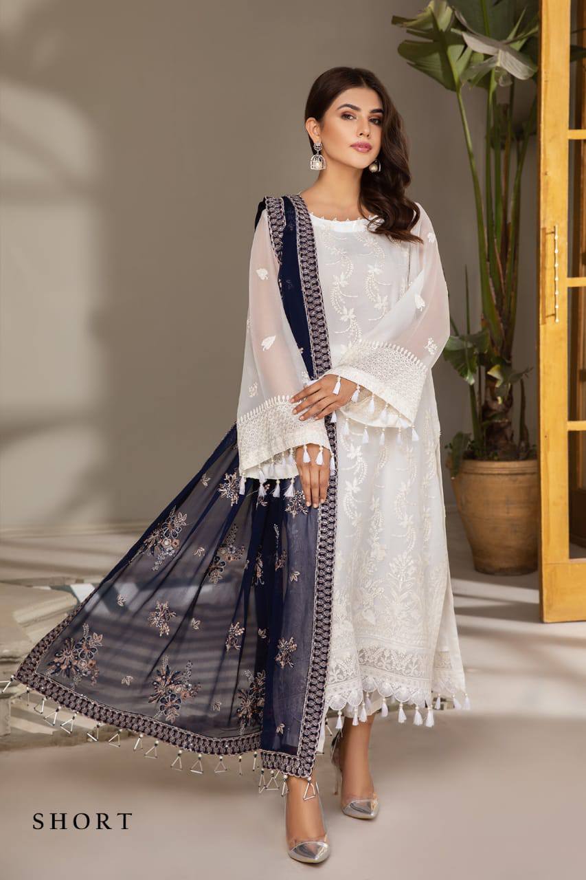 Alizeh White Chiffon Hand Work Formal Collection Unstitched