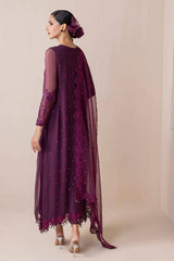 Baroque Purple Chiffon Dress Formal Collection 3pc Unstitched