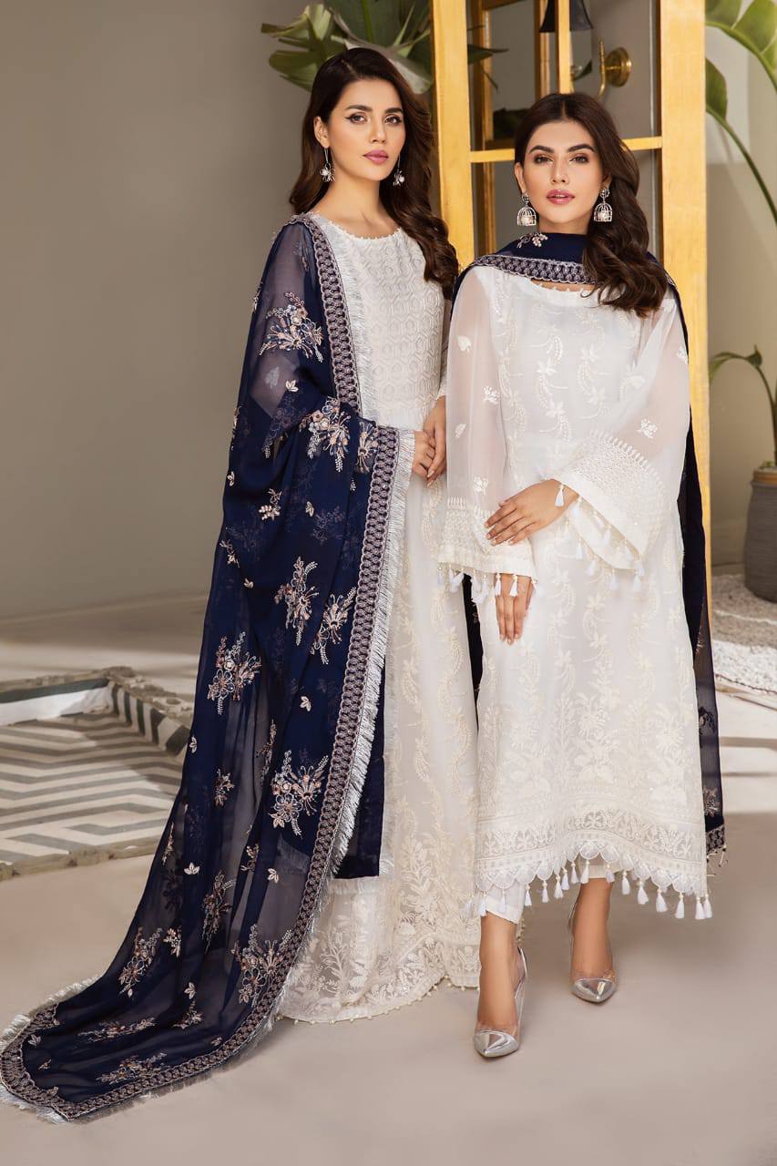 Alizeh White Chiffon Hand Work Formal Collection Unstitched