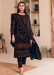 Norma Kamal Black Chiffon Formal Collection 3pc Unstitched