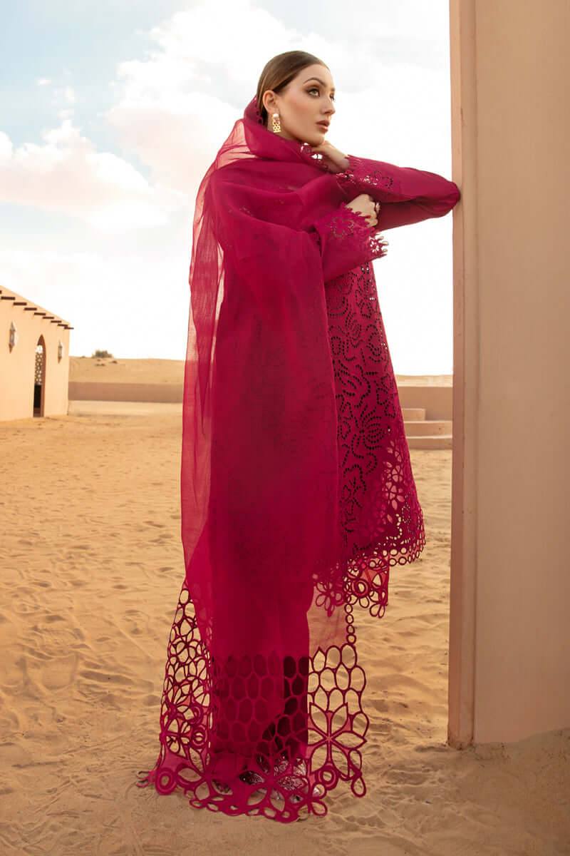 Rang Rasiya Red Cotton Lawn Chikankari Embroidery Dress 3pc Unstitched