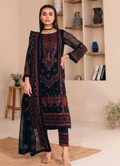 Norma Kamal Black Chiffon Formal Collection 3pc Unstitched