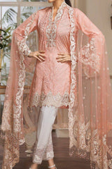 Anaya Peach Embroidery Chikankari 3pc Unstitched Dress