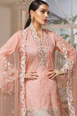 Anaya Peach Embroidery Chikankari 3pc Unstitched Dress